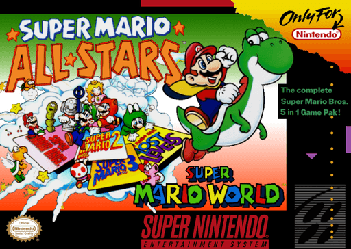Super Mario All-Stars + Super Mario World original box art cover
